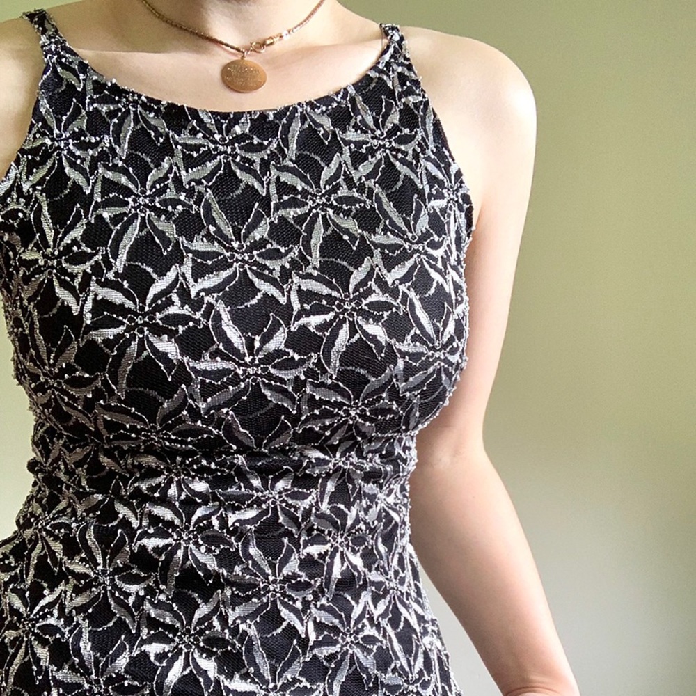 Vintage 90’s Black High-neck Lace Tank Top